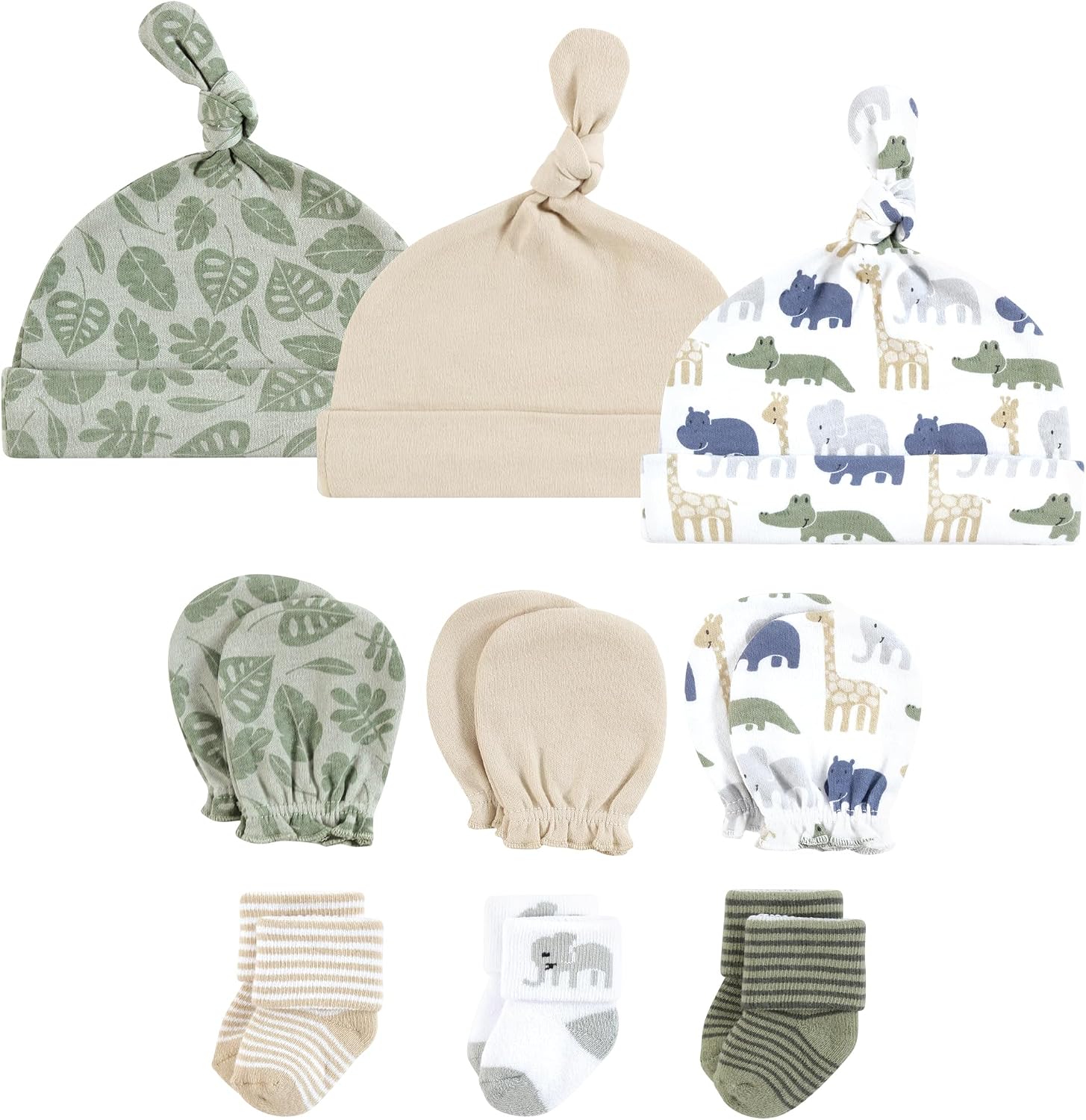 Hudson Baby Unisex Baby Caps, Mittens and Socks Set