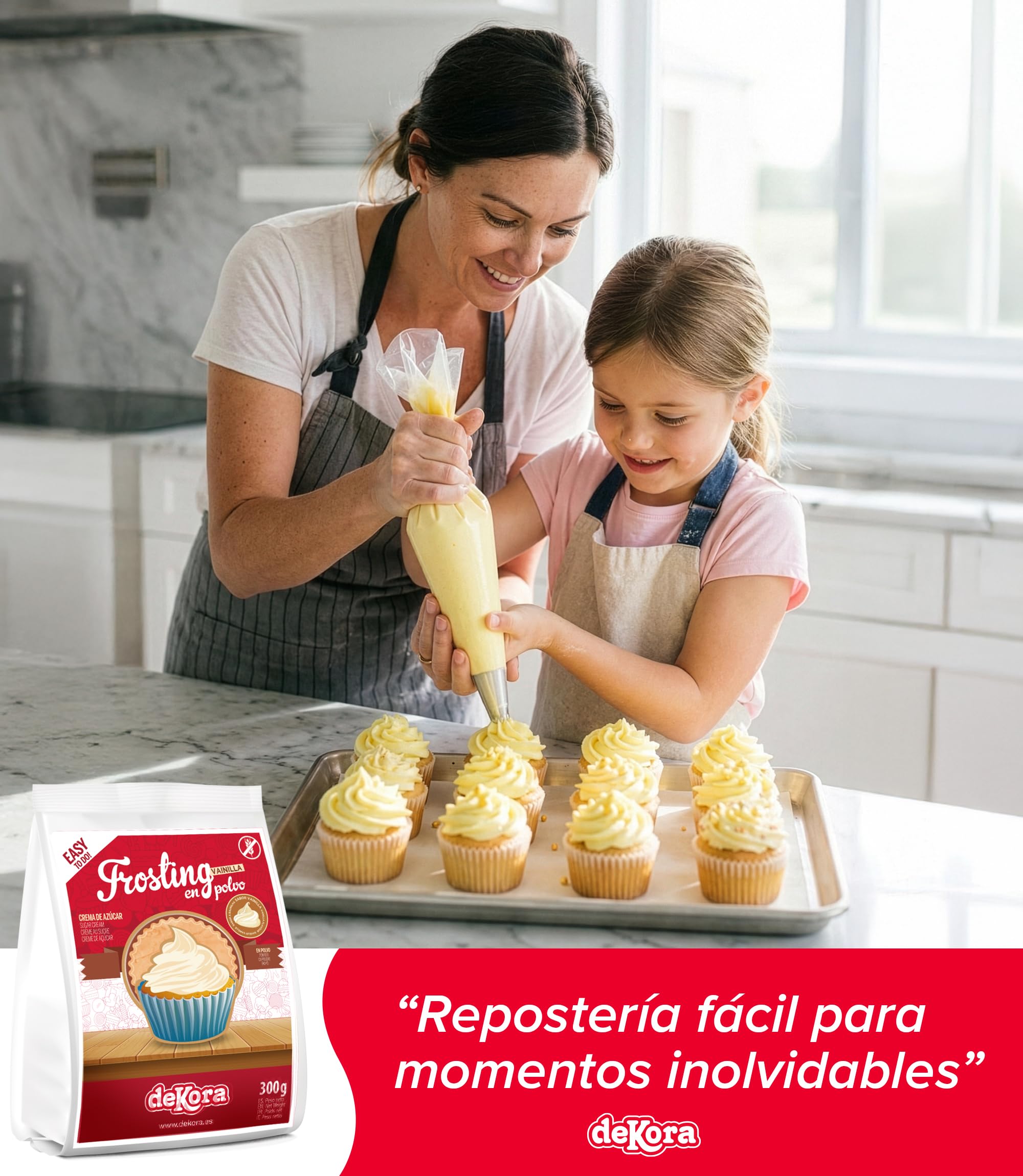dekora Preparado en polvo para crema sabor vainilla Frosting Buttercream 300 g sin gluten