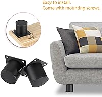 Vista 2 de OwnMy 4 patas de muebles de acero inoxidable de 2 pulgadas, patas de metal para escritorio, elevadores de muebles de metal redondo negro, patas