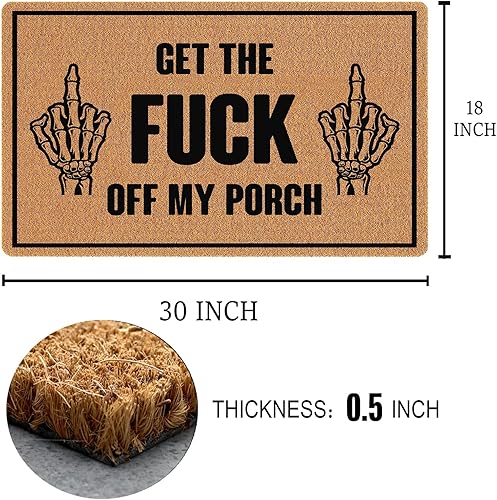 Miniatura 3 de Get The Fuck Off My Porch - Tapete divertido con parte trasera de goma antideslizante, tapete de regalo novedoso para exteriores e interiores, 30 x