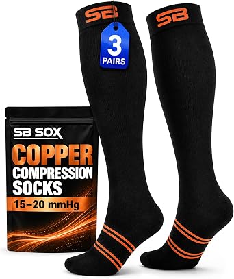 SB SOX 3-Pair Copper Compression Socks 15-20mmHg