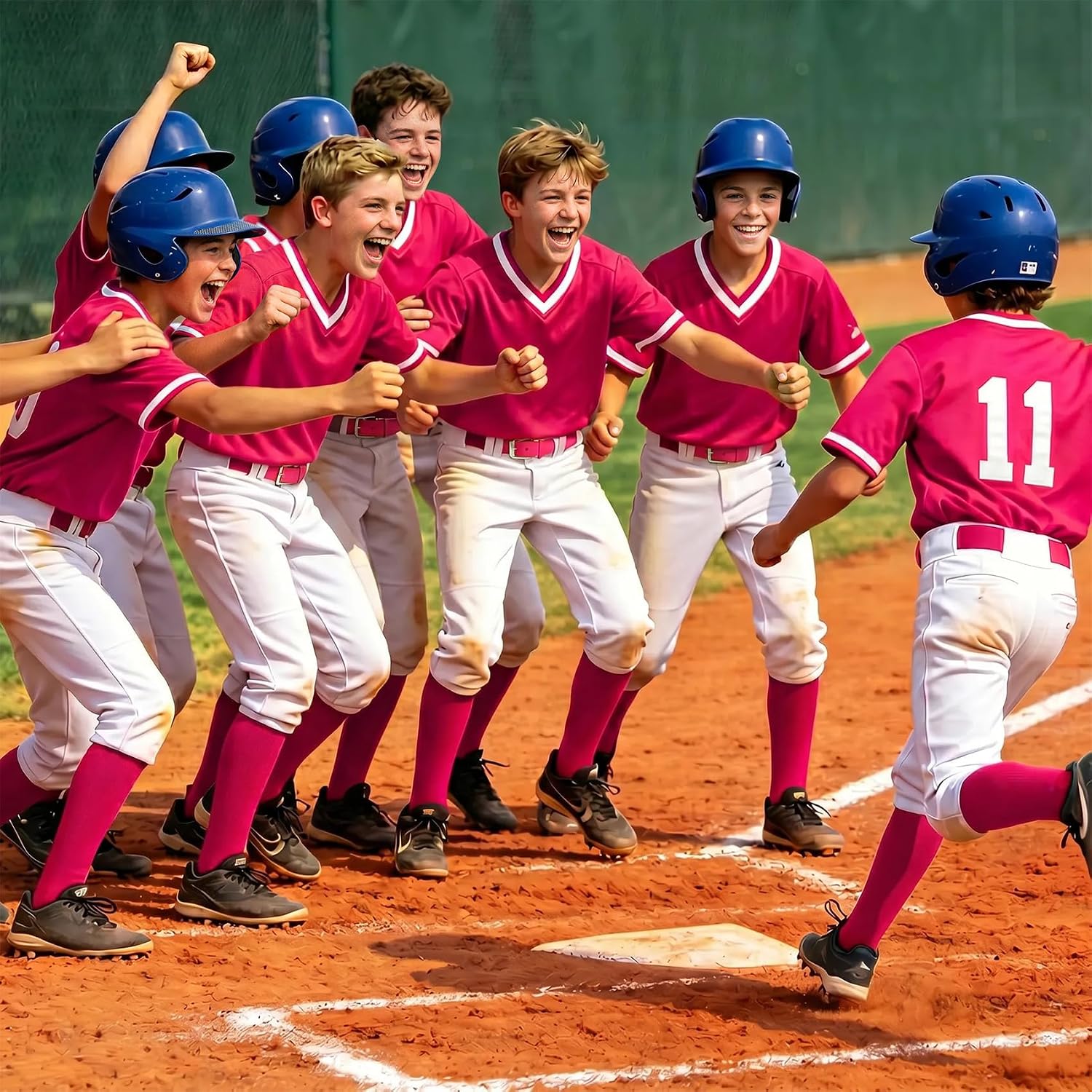 XZQTIVE Over the Knee Baseball Socks and Belt Combo Set for Kids Youth Adult Pink Softball Soccer Socks for Boy Girl