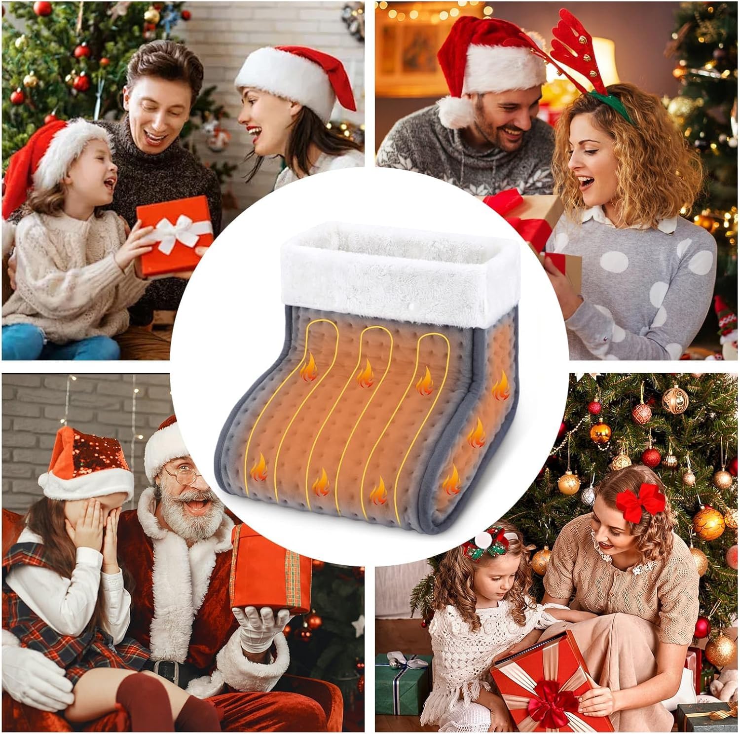Biutee Scaldapiedi Elettrico, Foderato con Scaldapiedi Lavabili, Riscaldamento Rapido, Temperatura Regolabile da 30-60°C, Spegnimento Automatico,Impostazione Timer Intelligente, Scuro Grigio