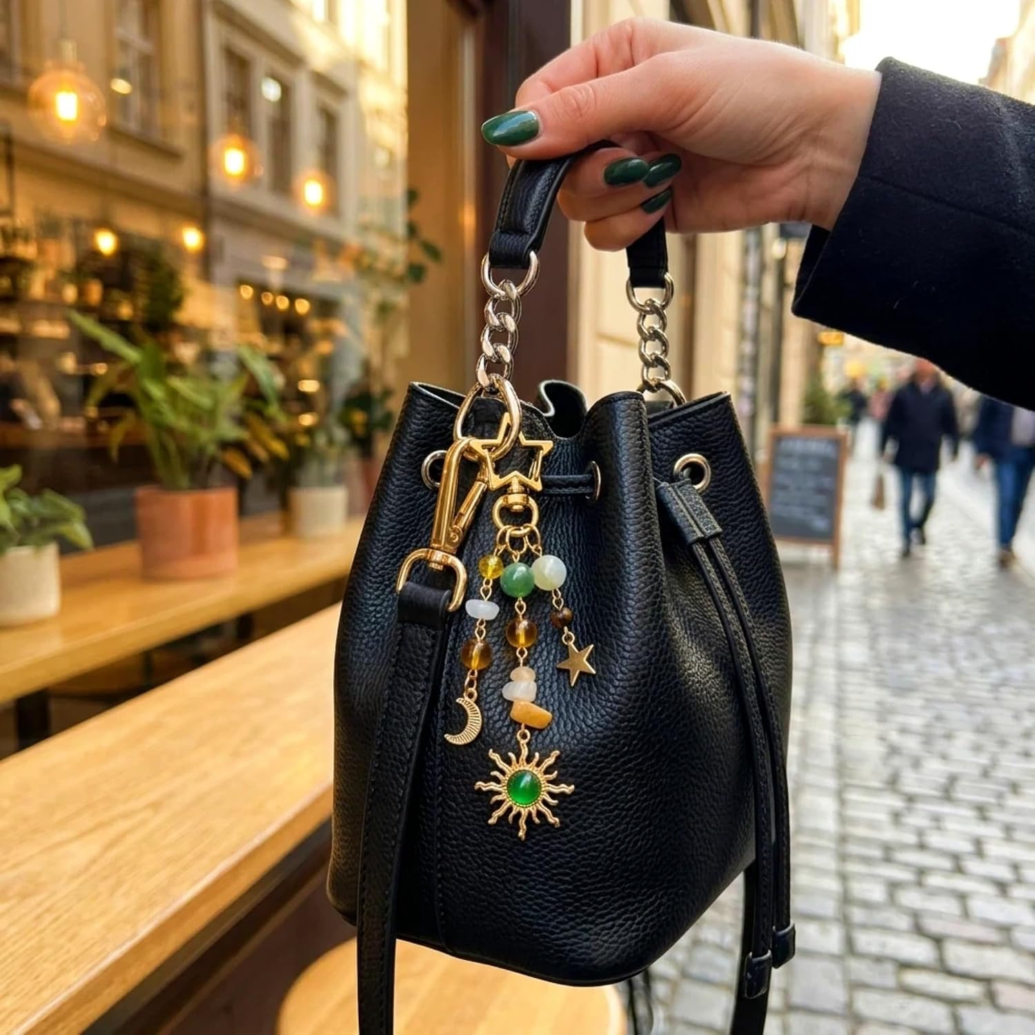 Sun and Moon Crystal Keychain Boho Hippie Y2K Aesthetic Bag image 5