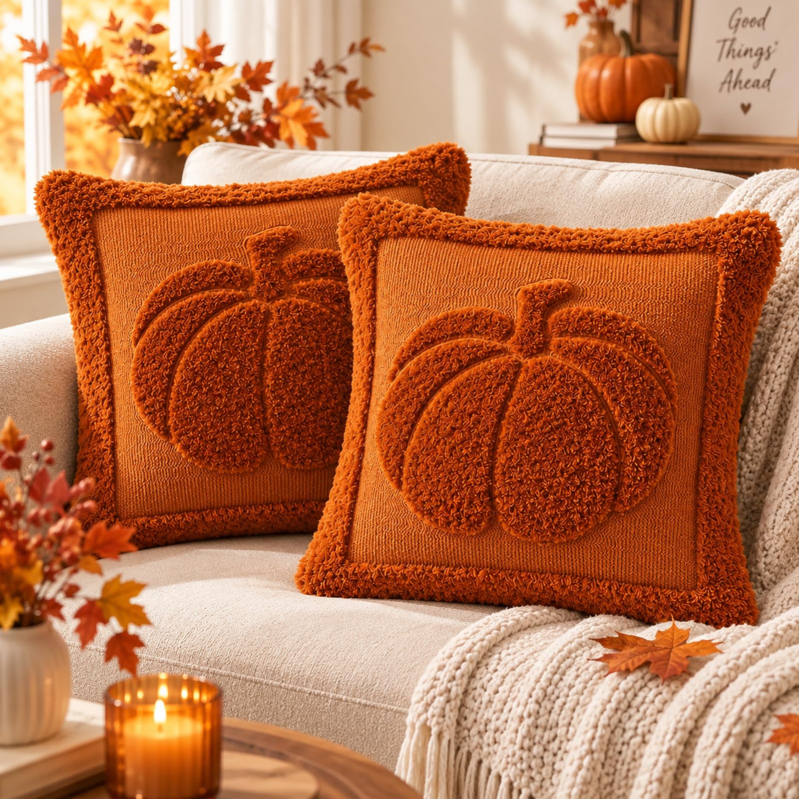 Cushion Covers Autum, Halloween Decorations, 2 PCS Fall Throw Pillow Covers