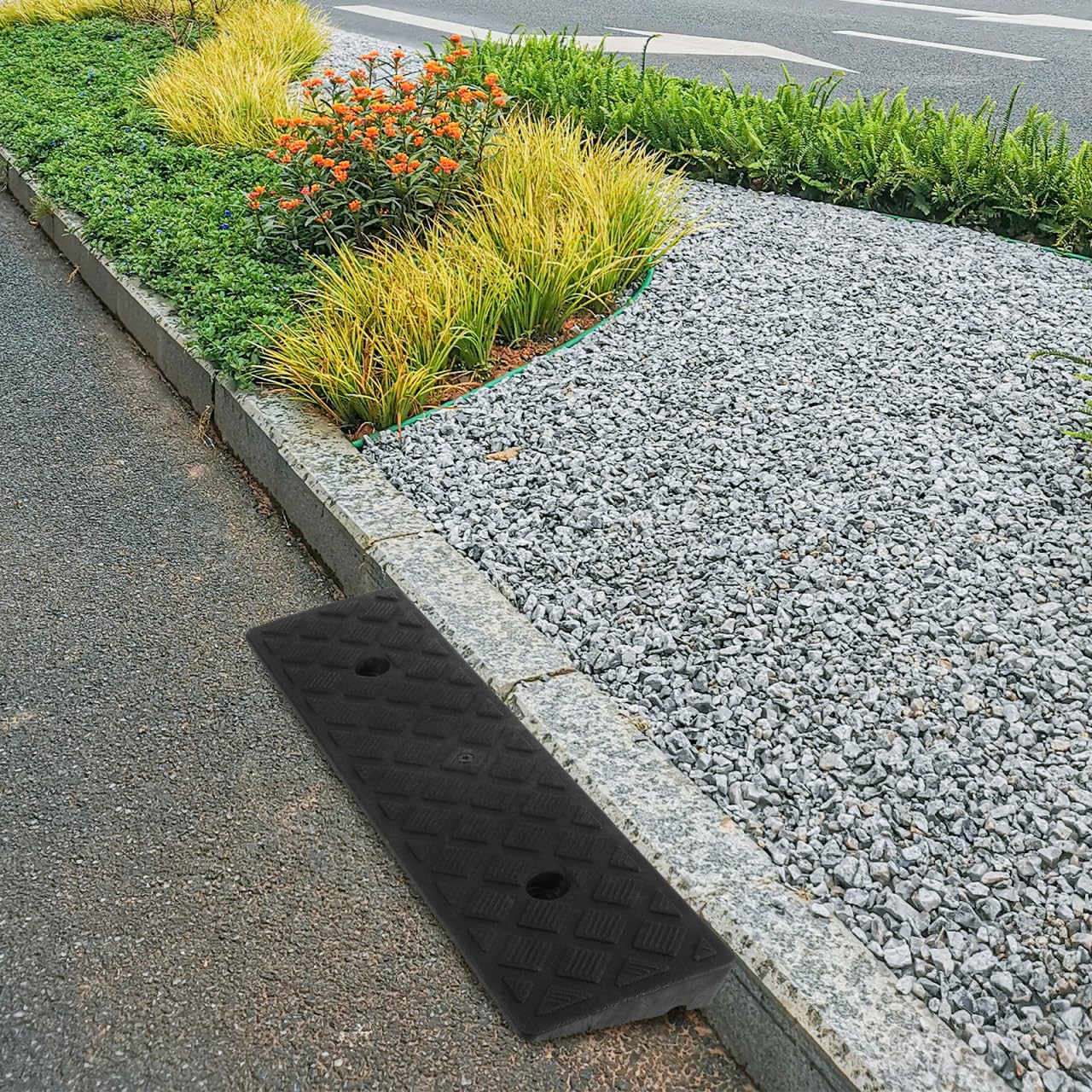 Schwellenrampe rollstuhlrampe schrägbrett Garagenrampe Übergangsstreifenreduzierer Behindertenrampe Bordsteinrampen Schwellensteigrampe Brückenrampe am Straßenrand Sport Black