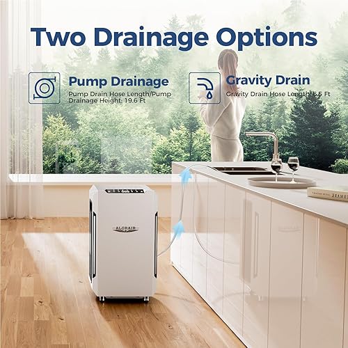Miniatura 8 de ALORAIR Energy Star - Deshumidificador de grado comercial más eficiente con bomba y manguera de drenaje, deshumidificador para toda la casa para