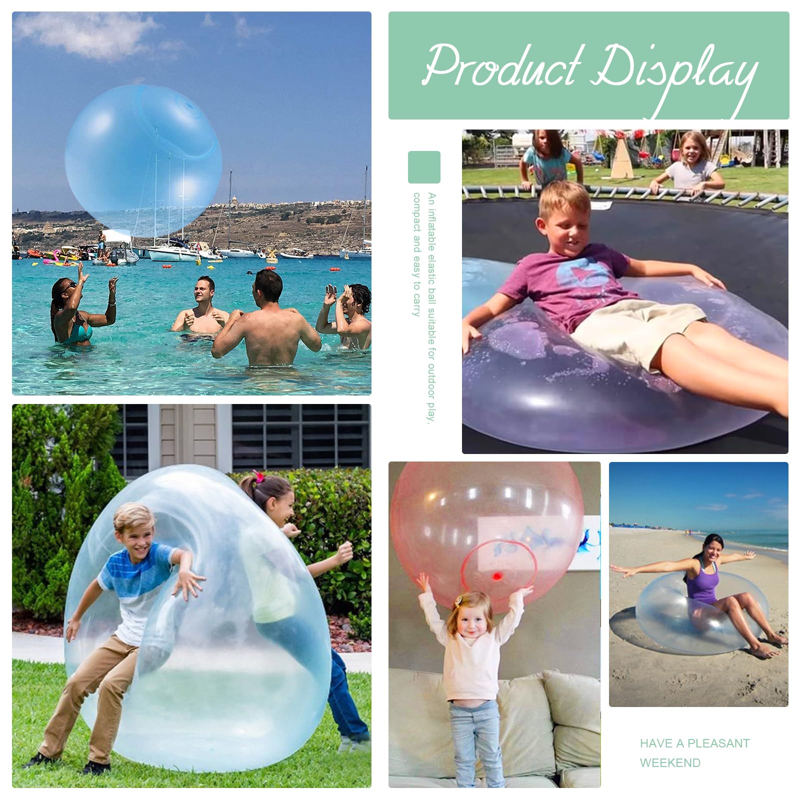 4 bolas de burbujas hinchables, transparentes, reutilizables al aire libre