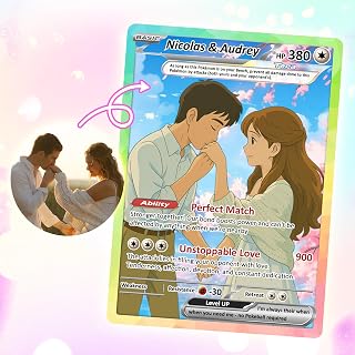 Custom Poke Card for Couple | Anime-Inspired Ghibli Aesthetic Pocket Monster Gift | Customizable Trading Cards | I Choose You Customize Card | Unique Poké Catcher Gifts for Him Her Anniversary