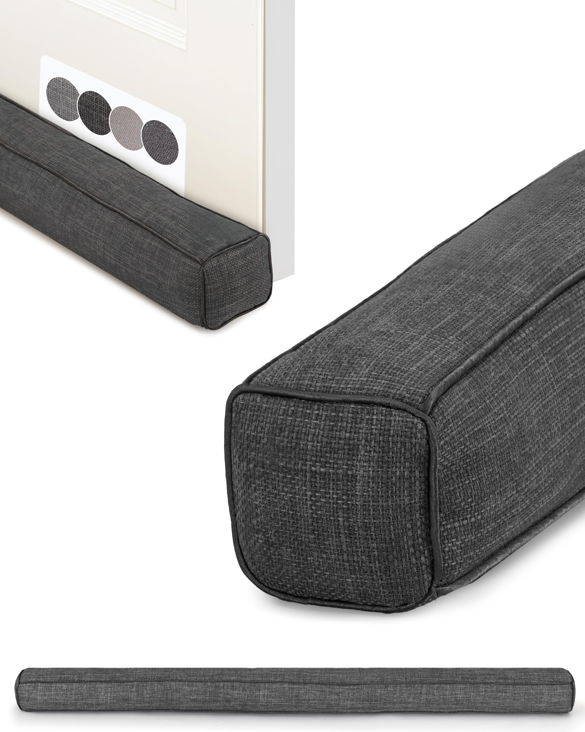Beautissu Draft Excluder for Doors Cushion 100cm – Energy Efficient Door Draft Stopper Blocker – Weighted Draught Excluder Cushion for Bottom of Door & Windows – Dark Grey – Levante