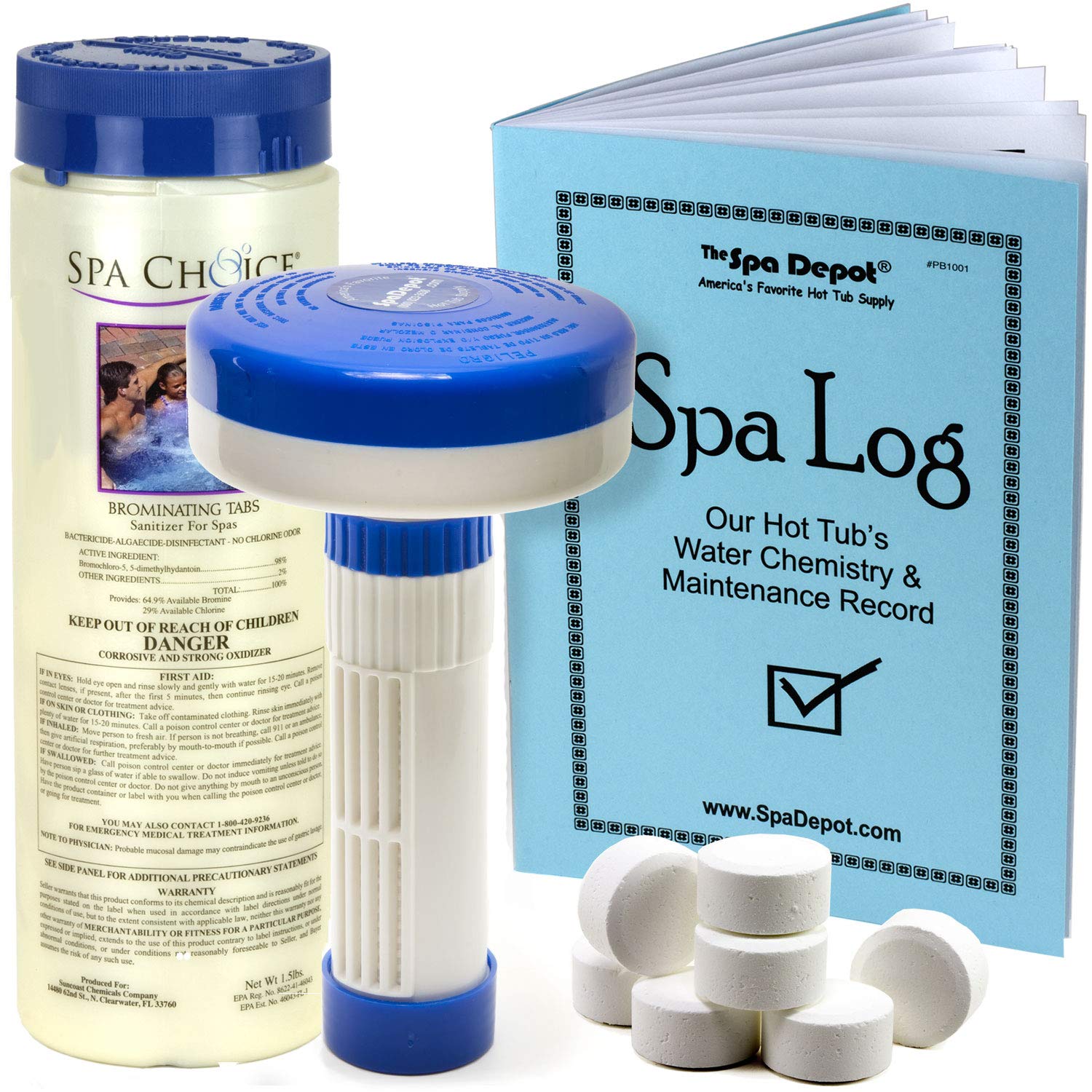 Buy Bromine s & Floating Dispenser Kit for Hot Tub Spa with Log Book