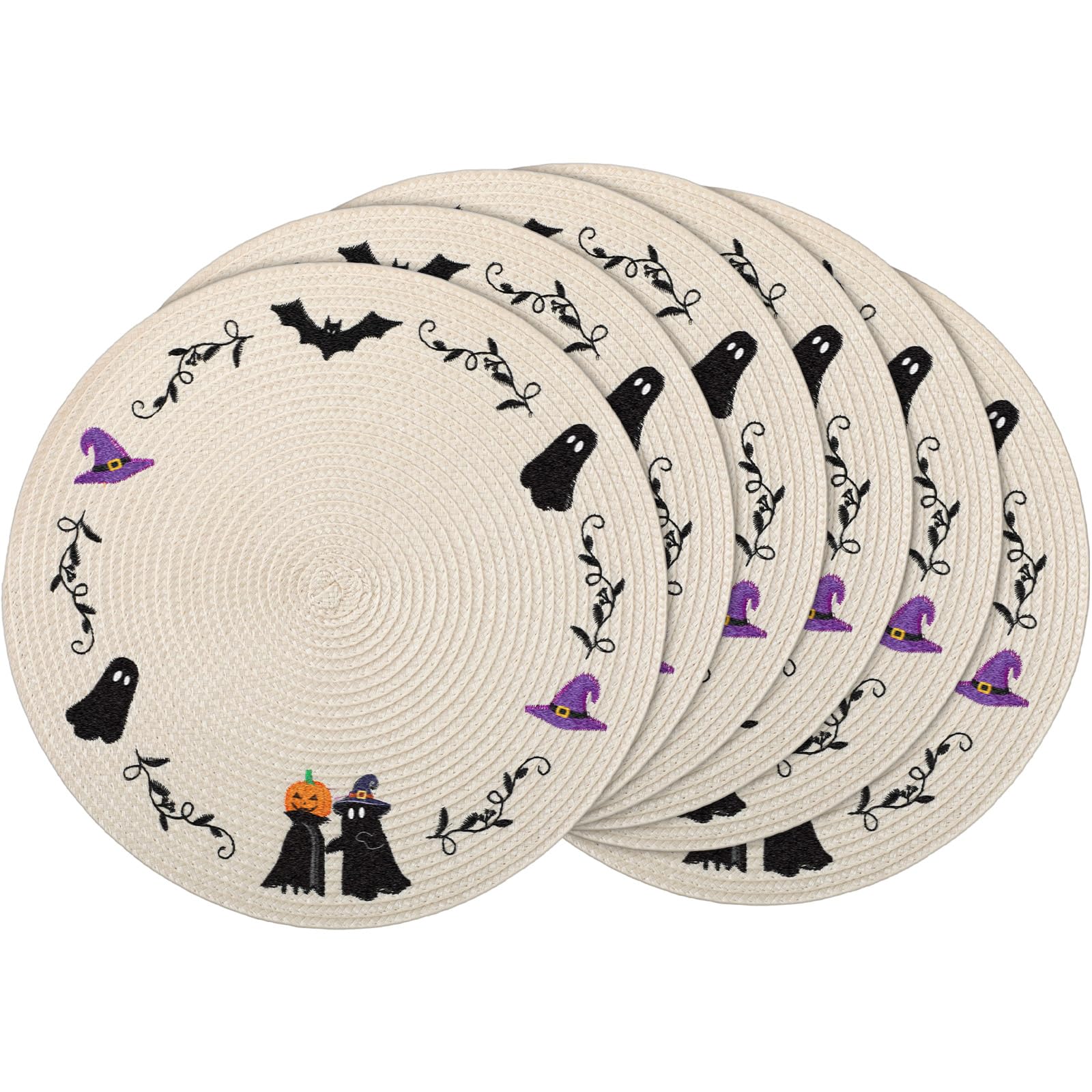 Sets de table ronds brodés Halloween Remerry protégez et décorez votre cuisine