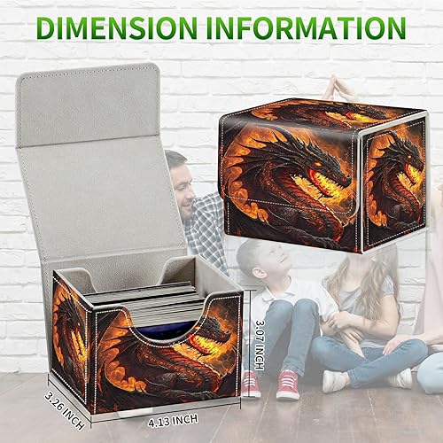 Miniatura 9 de Caja de cartas para tarjetas MTG, caja de almacenamiento de tarjetas para más de 100 tarjetas con funda, de piel sintética, de gran tamaño, con imán