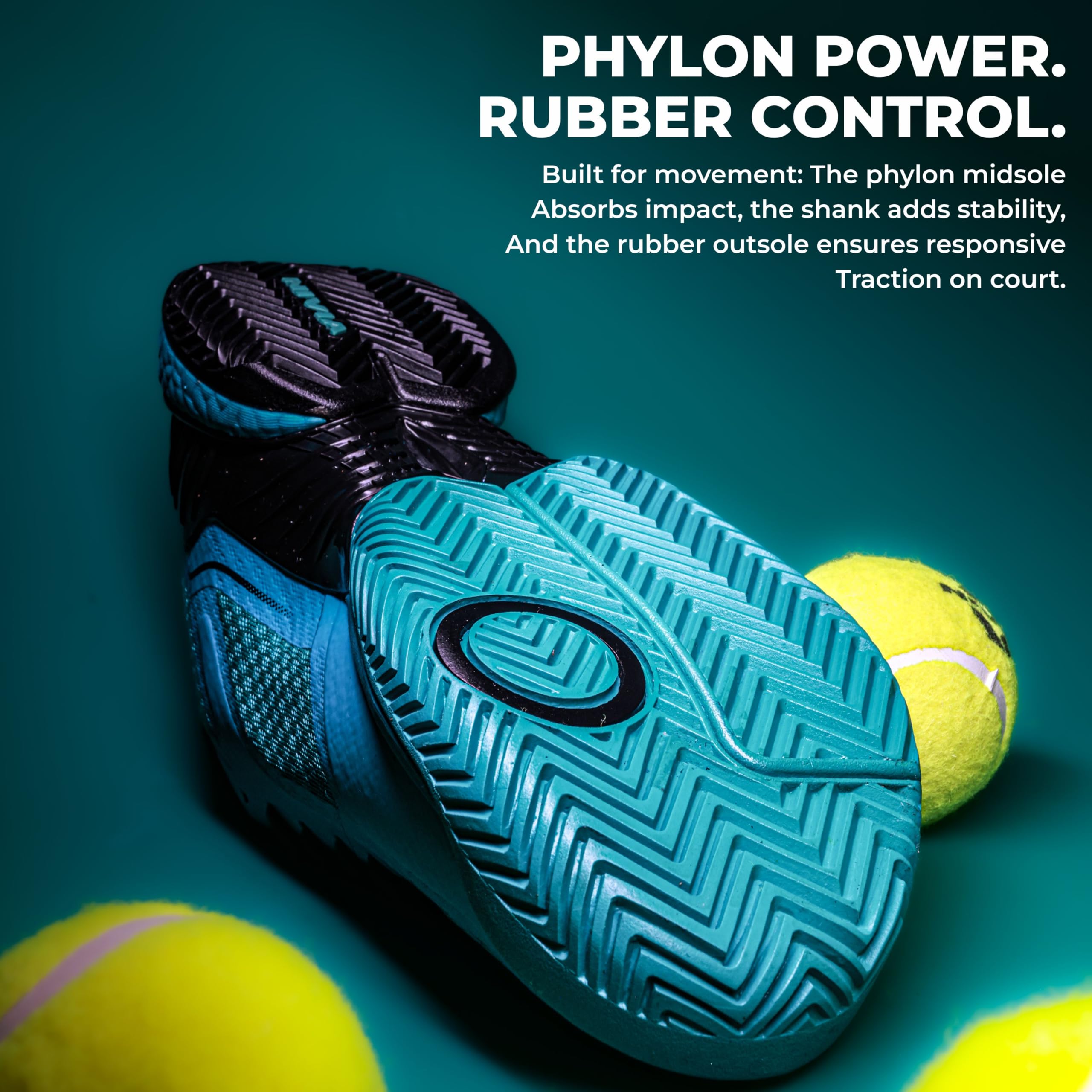 Nivia Ray 3.0 Tennis Shoes for Men – Durable Non-Marking Sole, Lightweight Mesh Upper, Superior Grip & Cushioning, Ideal for All Court Surfaces - UK10 (Turquoise) 2