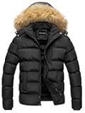 Men's Puffer Jacket Waterproof Winter Bubble Coats Ski Parka Fur Hooded