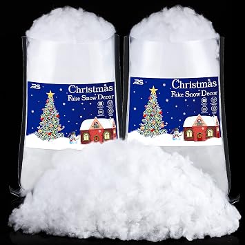 Ruisita Christmas Fake Snow Decor Cotton Fake Snow Xmas Fake Snow Decor Christmas Cotton Like Snow Blanket Fluffy Snow Fiber for Decorating Art and Craft, Christmas Decoration 2