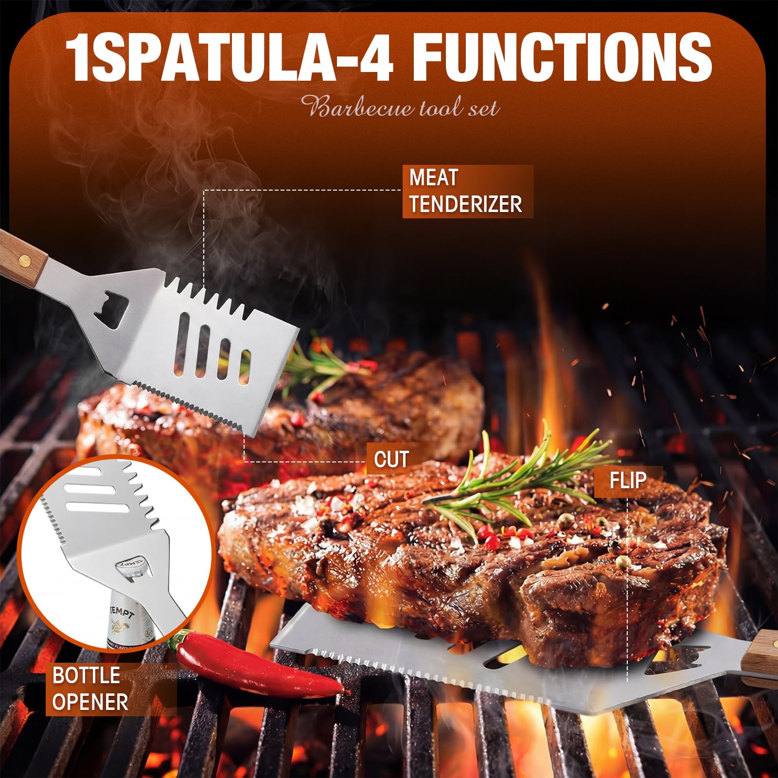 8 piezas de regalos para el día del padre, regalos para papá de hija, hijo, hombres, accesorios de parrilla de madera resistentes, herramientas de barbacoa para parrilla al aire libre con