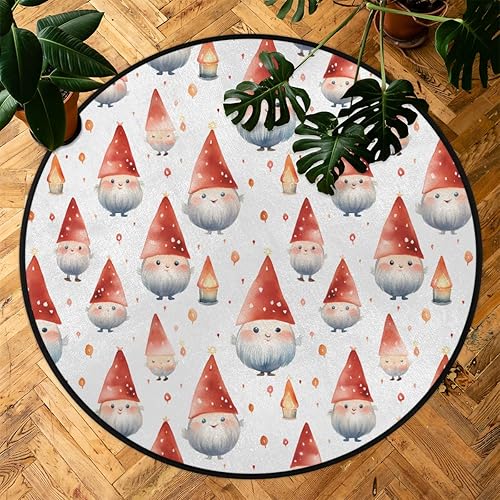 Miniatura 7 de Winter Christmas Watercolor Cute Gnome Round Area Rug 3ft Machine Washable Circular Rugs for Dining Room Table Bedroom Playroom Throw Rugs for Dog
