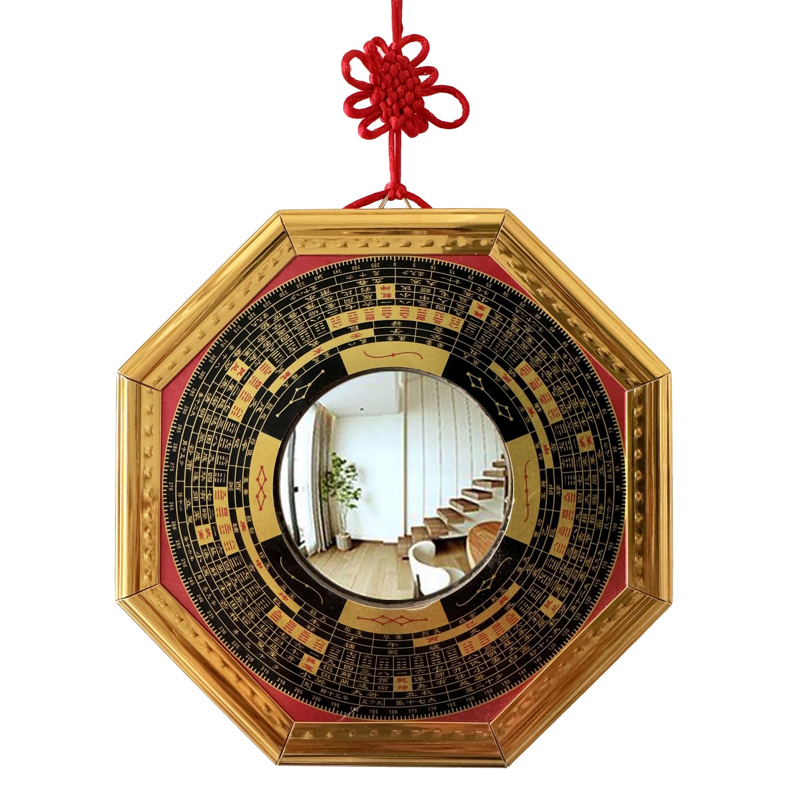 Lahviuu Bagua Mirror, 17.5 Cm Traditional Chinese Feng Shui Bagua Convex Mirror, For Interior Decoration, Hanging Accessories