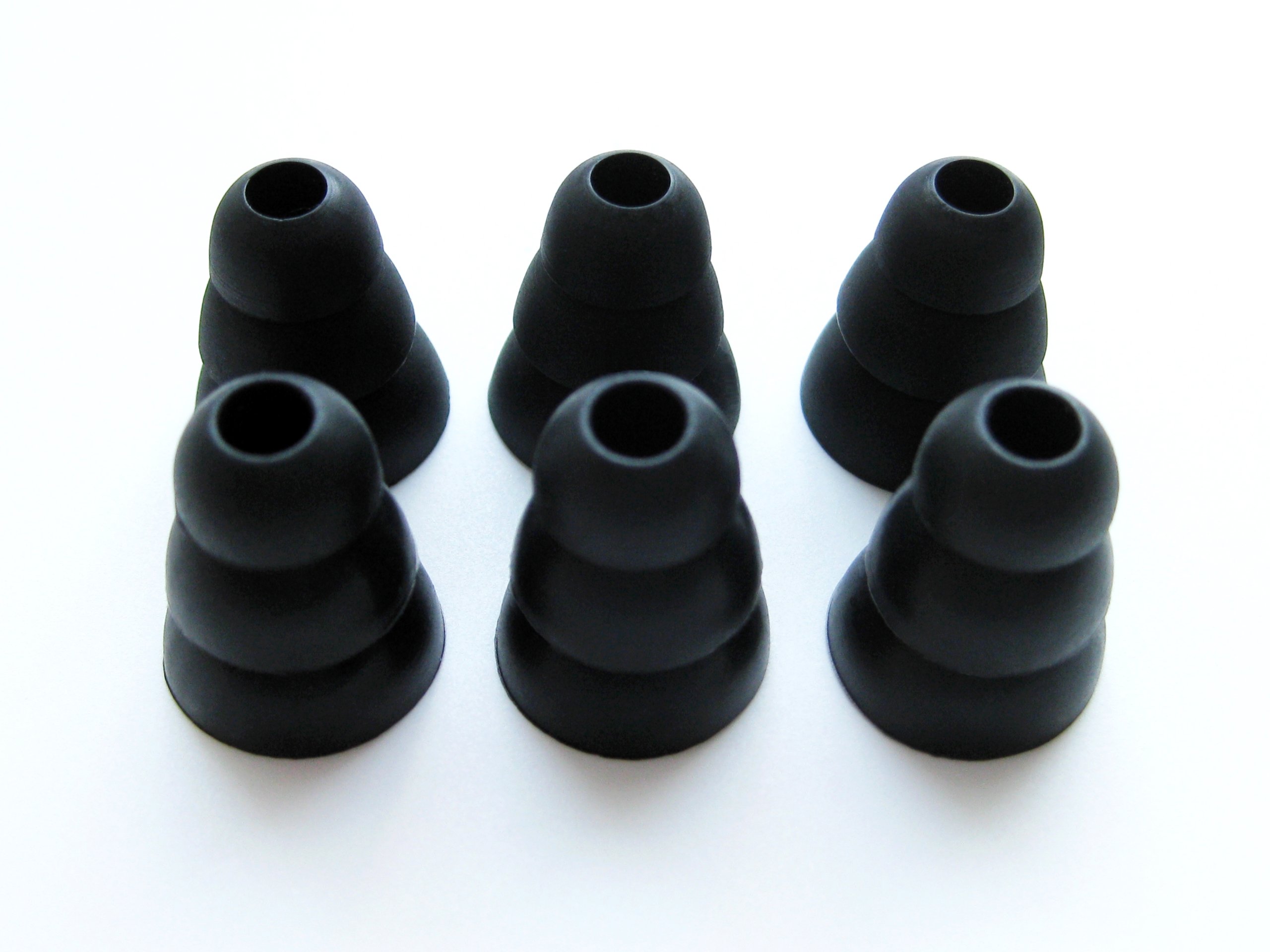 6 Large (L) Black Triple Flange Replacement Eartips Earbuds Ear Adapters for in Ear Earphones with 4.9mm to 6.3mm Nozzle Attachment 2