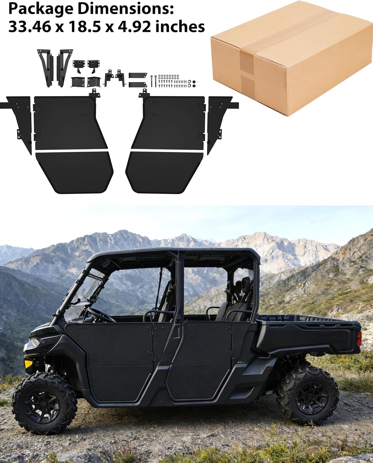 Rear Door for Can-Am Defender MAX HD7 HD8 HD9 HD10 2017-2026 Accessories, Aluminum Rear Half Door Inserts Panels Kit for Defender Max (One Pair)