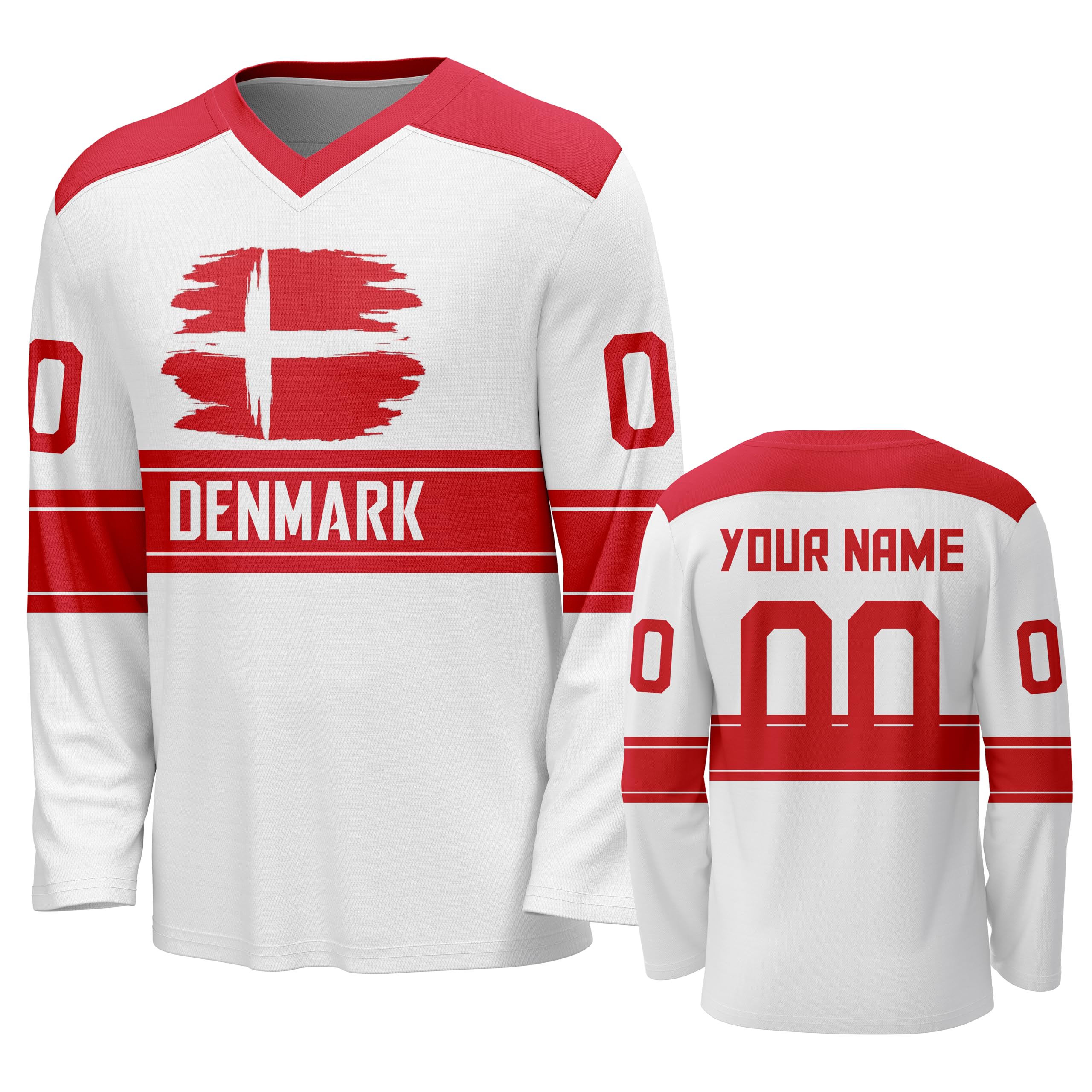 Custom National Hockey Jersey Personalized Name Number V-Neck Sports Ice Hockey Jersey Fans Gift for Men Women Youth