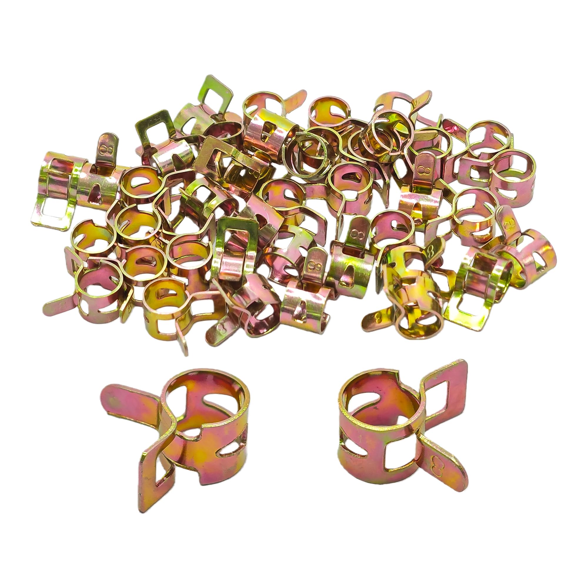 40Pcs 1/3inch Spring Band Type Fuel Hose Clamps, 8mm Silicone Vacuum Hose Pipe Clamp Fasteners, Water Pipe Air Tube Clamps, Fit 8.6-9.5mm OD Hose