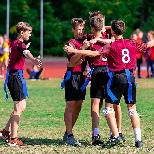 Miniatura 6 de TENXILOT Cinturones de fútbol con bandera, 14 jugadores, bandera de fútbol, conjunto para adultos, jóvenes y niños con 42 banderas, entrenamiento