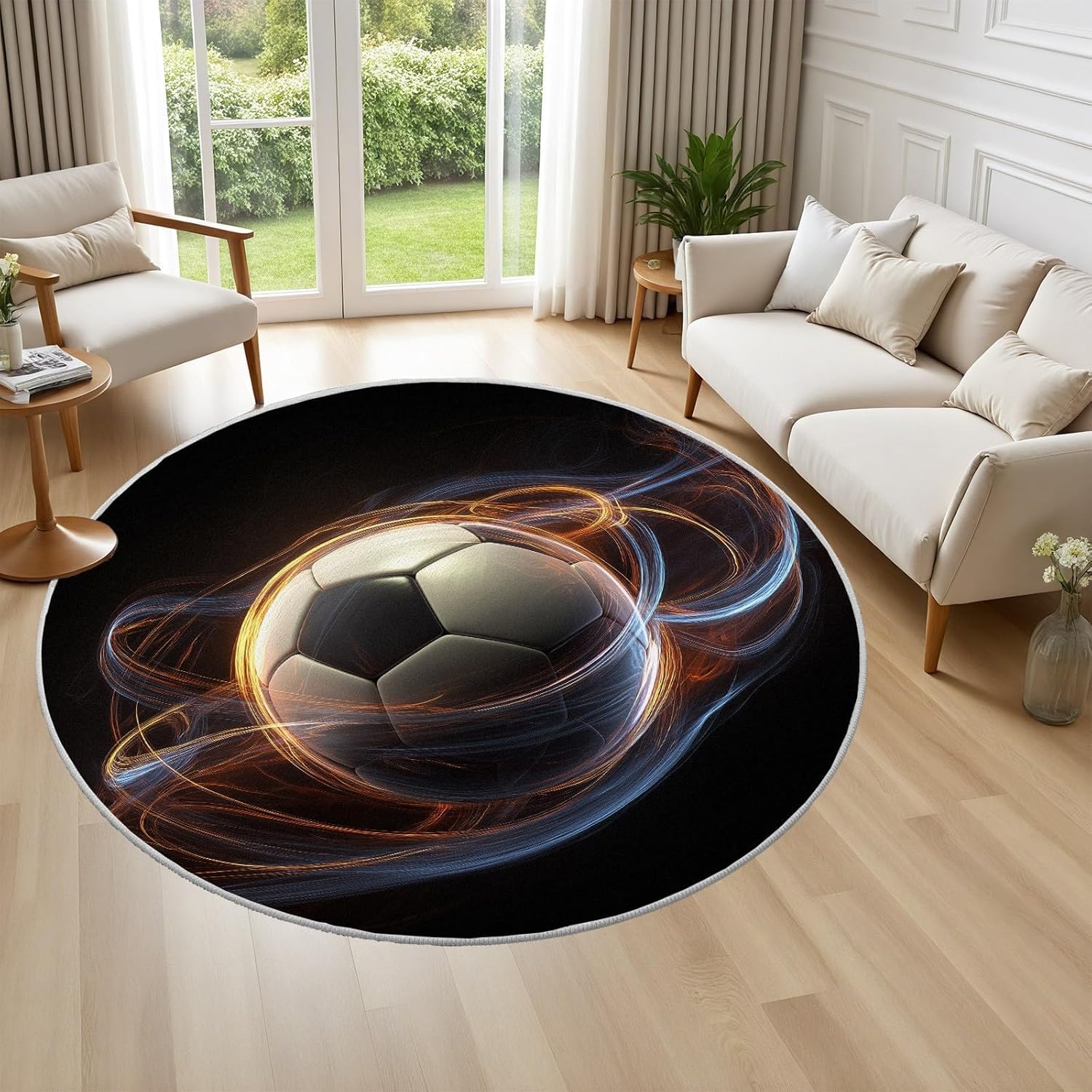 Tapis poil ras lavable football 80 cm pour éviter les glissades en chambre