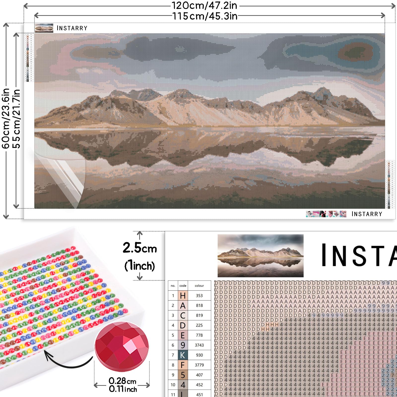 Instarry DIY 5D Diamond Painting Grandi Dimensioni Cielo di Paesaggio Decorazione per Casa e Pareti 120x60 cm