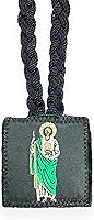 Vista 1 de San Judas Collar Escapulario Negro Escapulario Negro San Judas Tadeo Regalo Religioso, Metal