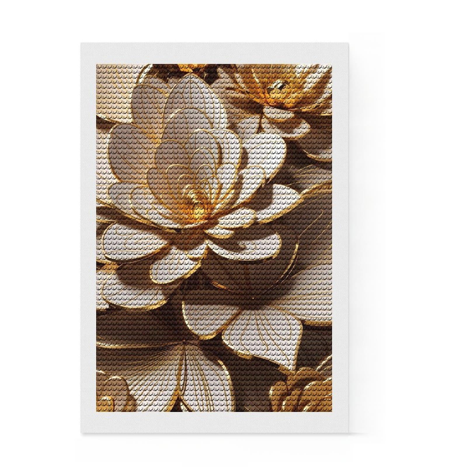 Junmoney 3D Art Flowers Diamond Art Canvas 8"x12", Birthday Gift, for Adults, Creative Leisure Activity, Aesthetic Room Decor
