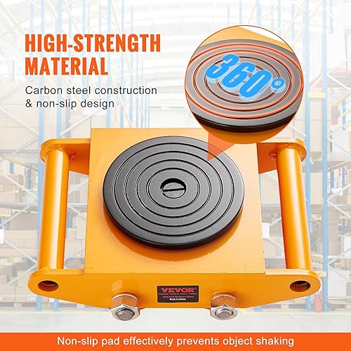 Miniatura 3 de VEVOR 4 piezas de motor de maquinaria, 8T Machinery Skate Dolly, 17637lbs Patín móvil de maquinaria, patín de movimiento de maquinaria con tapa de