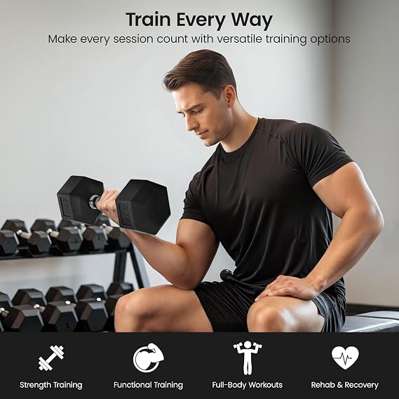 Yaheetech Hex Dumbbells Set with Work Guide