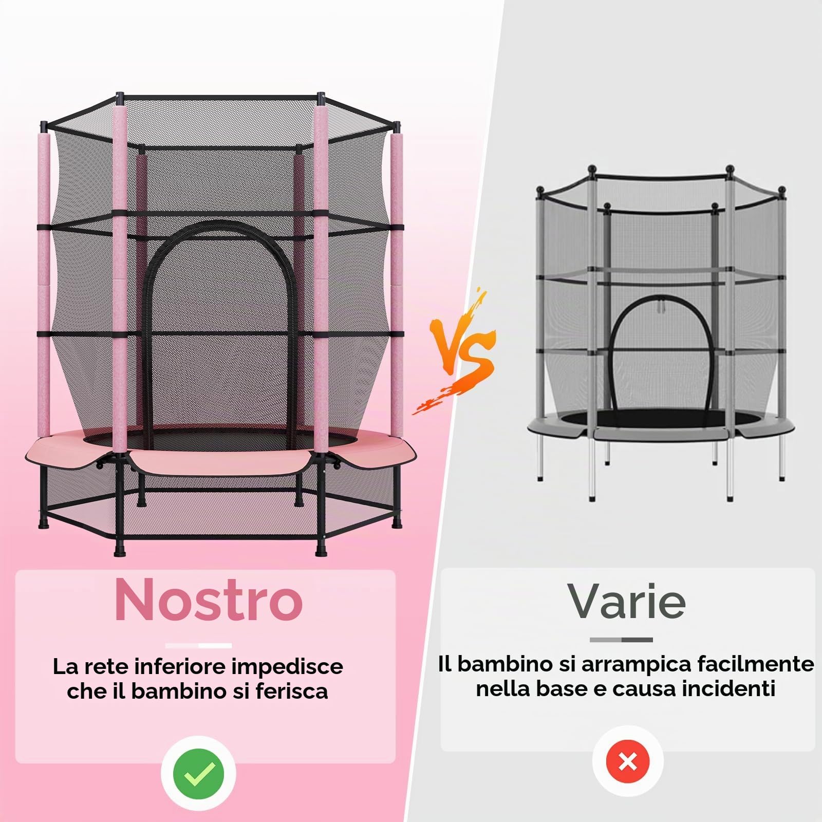 LIFERUN Trampolino per bambini, per esterni, Ø 140 cm, per interni e bambini, con rete di sicurezza, trampolino da giardino per allenamento e intrattenimento, fino a 50 kg