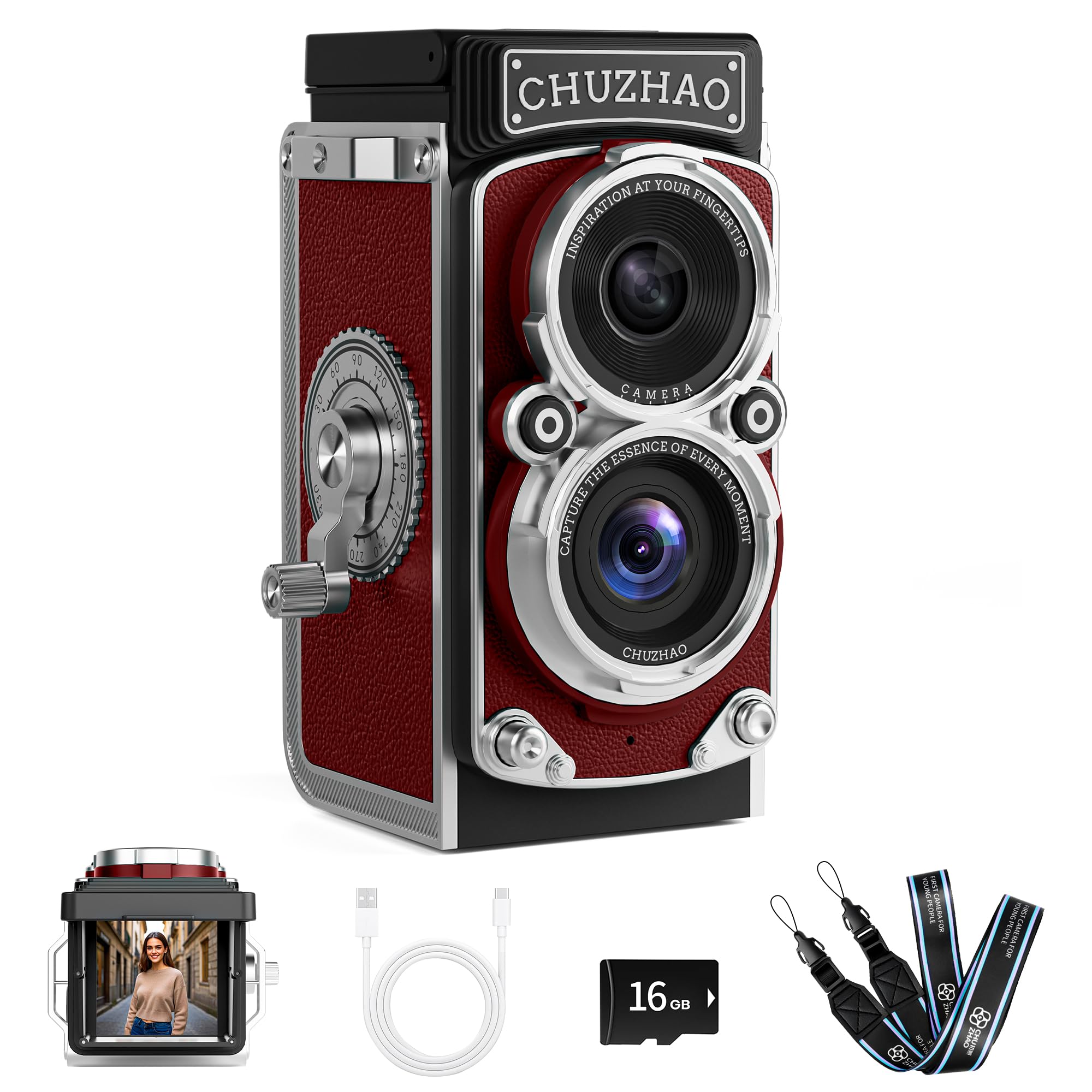 Amazon.com : CHUZHAO Mini Retro Digital Camera - Vintage TLR Style
