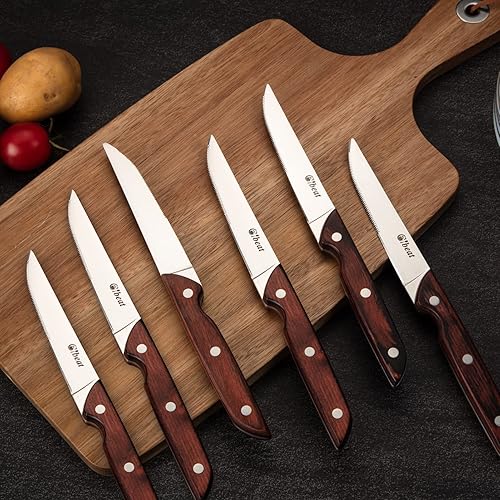 Miniatura 6 de GlowSol Juego de 6 cuchillos para carne juego de 6 cuchillos profesionales de acero inoxidable los mejores cuchillos para carne para fiestas de