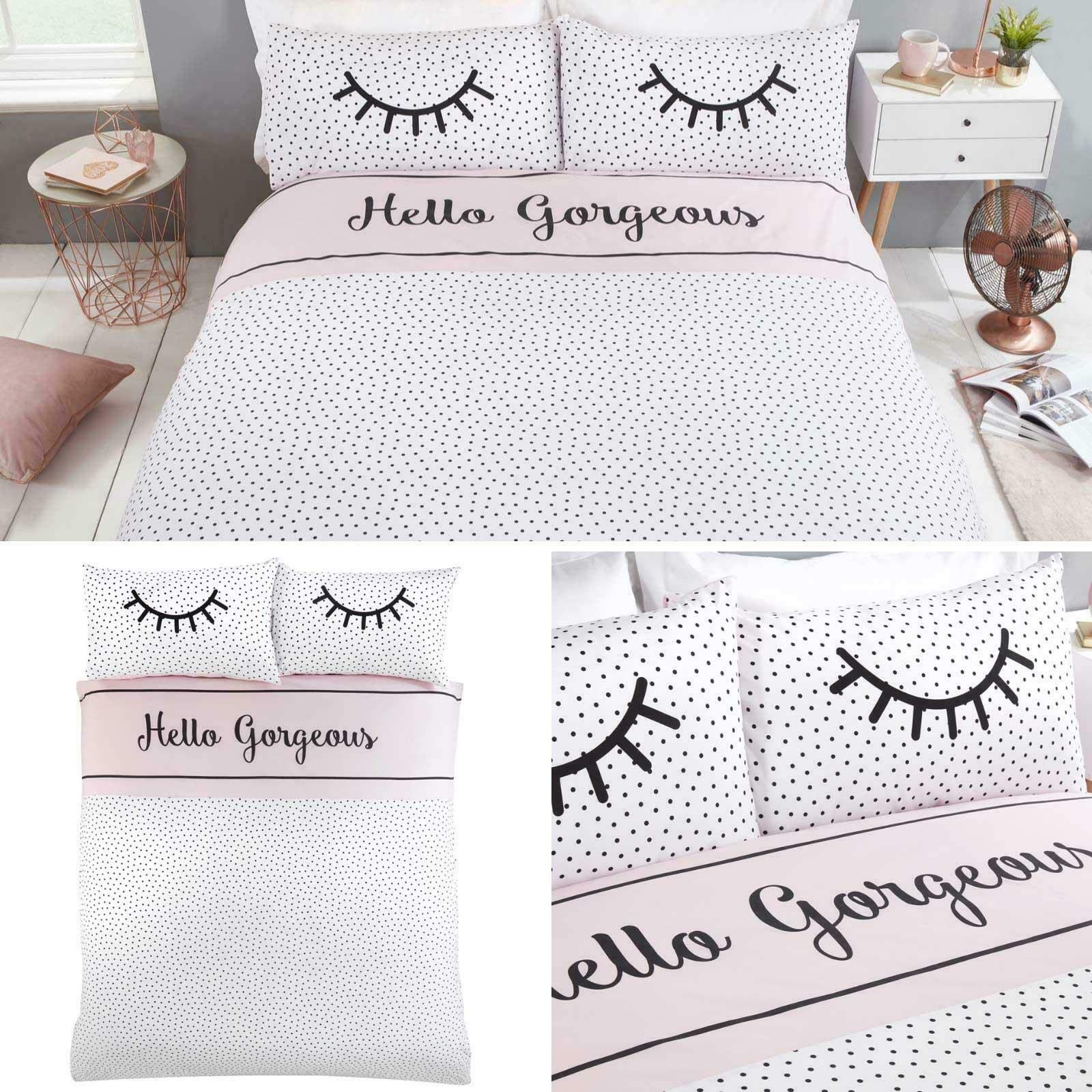 Bedding HeavenHELLO GORGEOUS SINGLE BED - Reversible Pink & White Polka Dots Duvet Cover Set - SINGLE