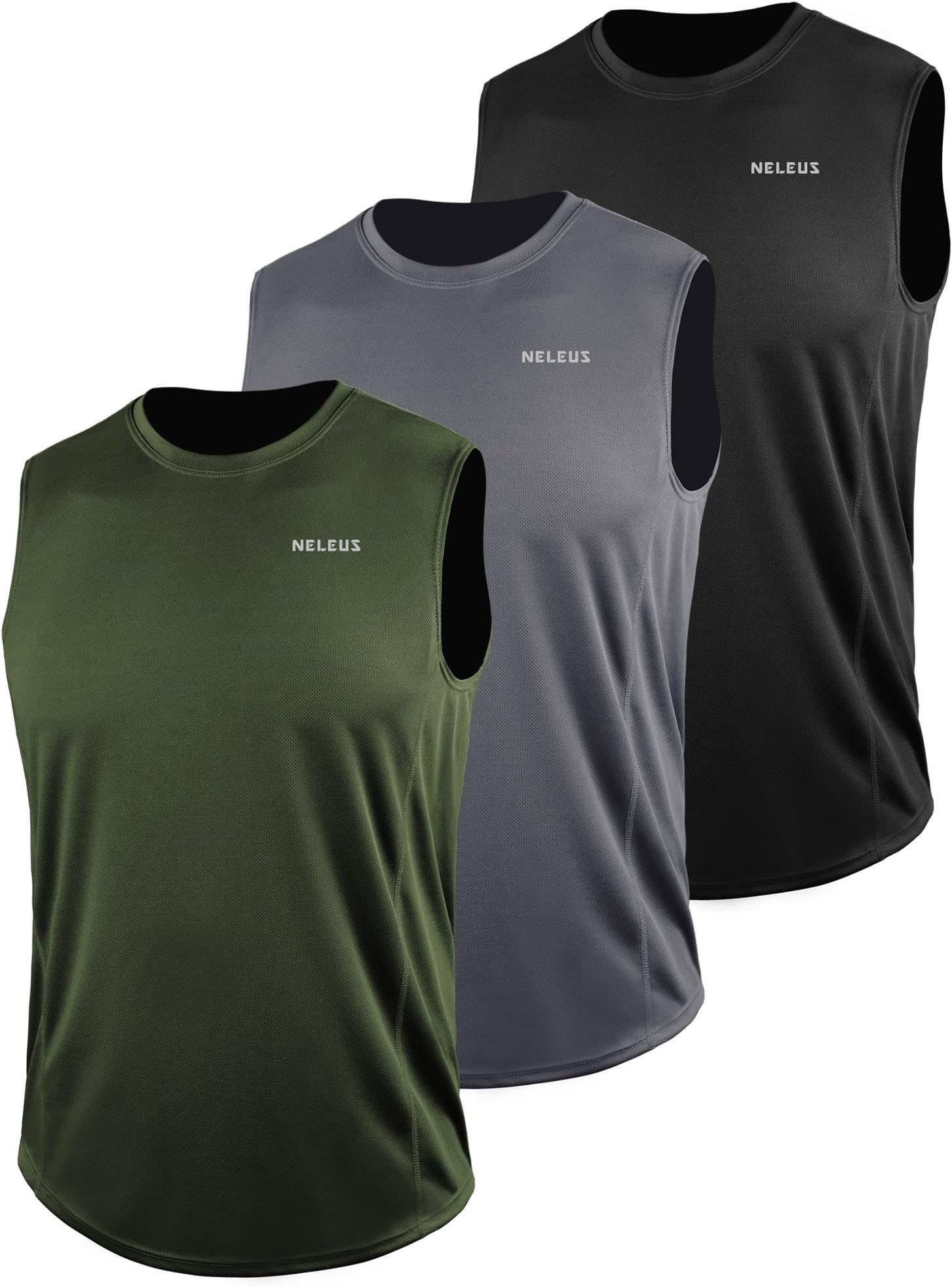 NELEUS Men's 3 Pack Dry Fit Athletic Muscle Tank Workout Gym Shirt