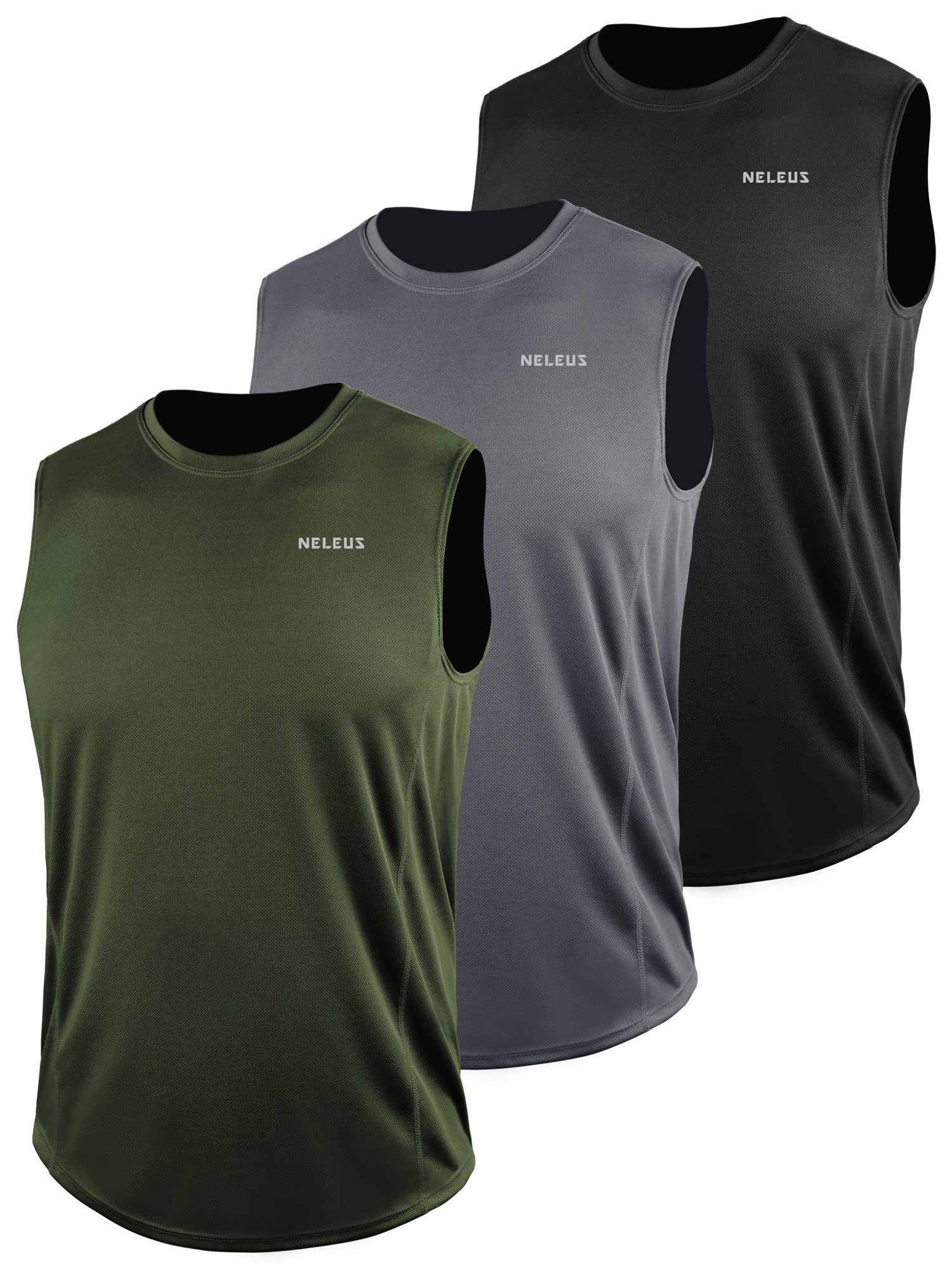 NELEUS Men's 3 Pack Dry Fit Athletic Muscle Tank Workout Gym Shirt