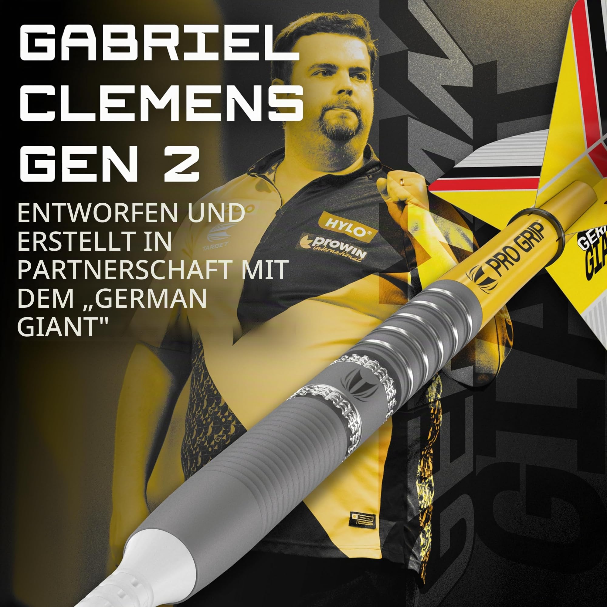 Target Darts Gabriel Clemens Gen 2 Soft Tip Darts Set, 19G | 90% Wolfram Dartpfeile, Pro Ultra Nr.6 Flights, Pro Grip Tag-Schaft, Pixel-Spitzen | Professionelle Dart-Sets
