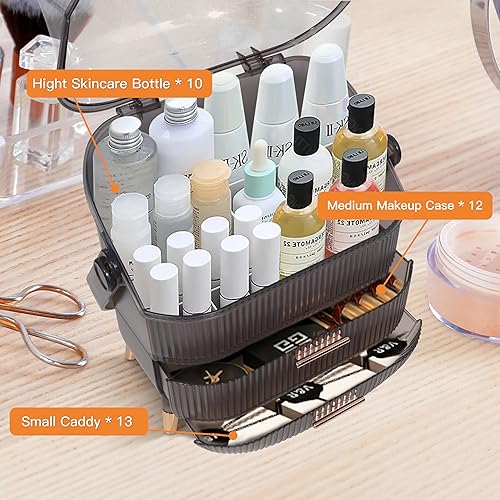 Miniatura 2 de SZHQYG Organizador de maquillaje en forma de huevo para tocador, caja de almacenamiento portátil de cosméticos, organizador de cuidado de la piel