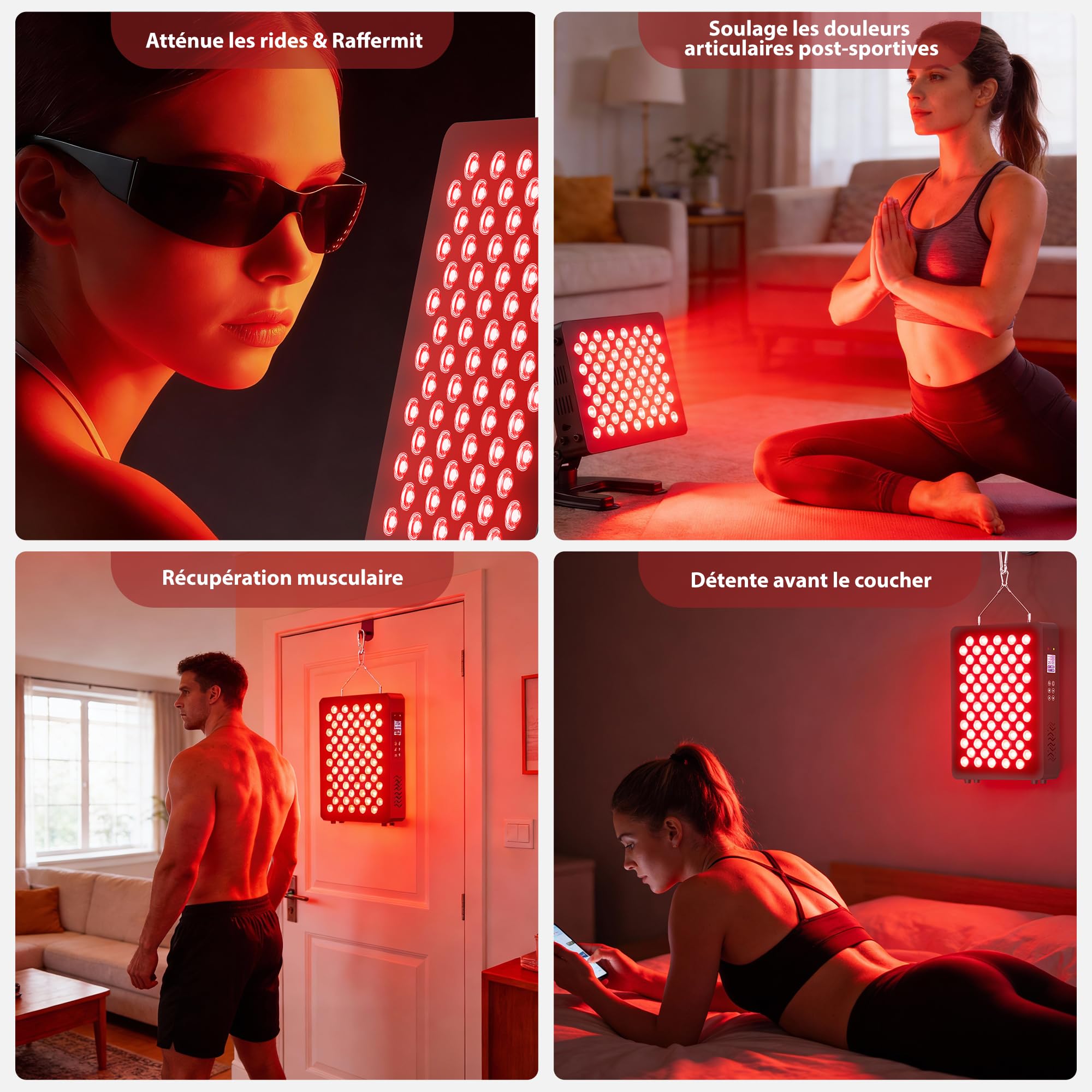 STASUN Lampe à Lumière Rouge Double Puce,Panneau de Lampe Infrarouge 70 LEDs,350W Thérapie par Lumière Rouge 660 & 850 nm avec Télécommande,Lampe Chauffante pour Visage et Corps Entier