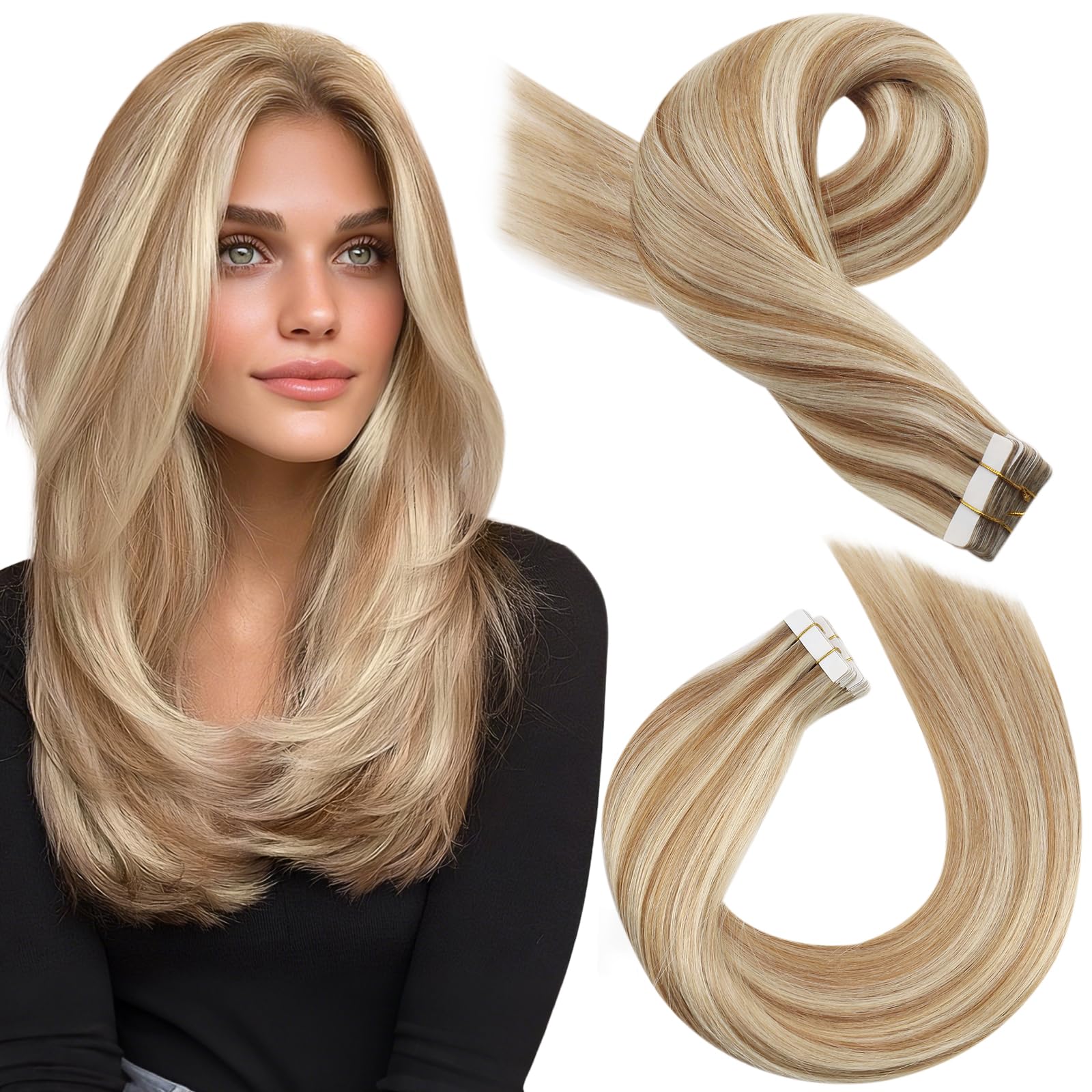 Moresoo Tape Hair Extensions Real Human Hair 18 Inch Jet Black Human Hair Extensions Tape in Black Remy Hair Straight Silky Soft for Women Natural Looking 20pcs/50g #1 — view 91