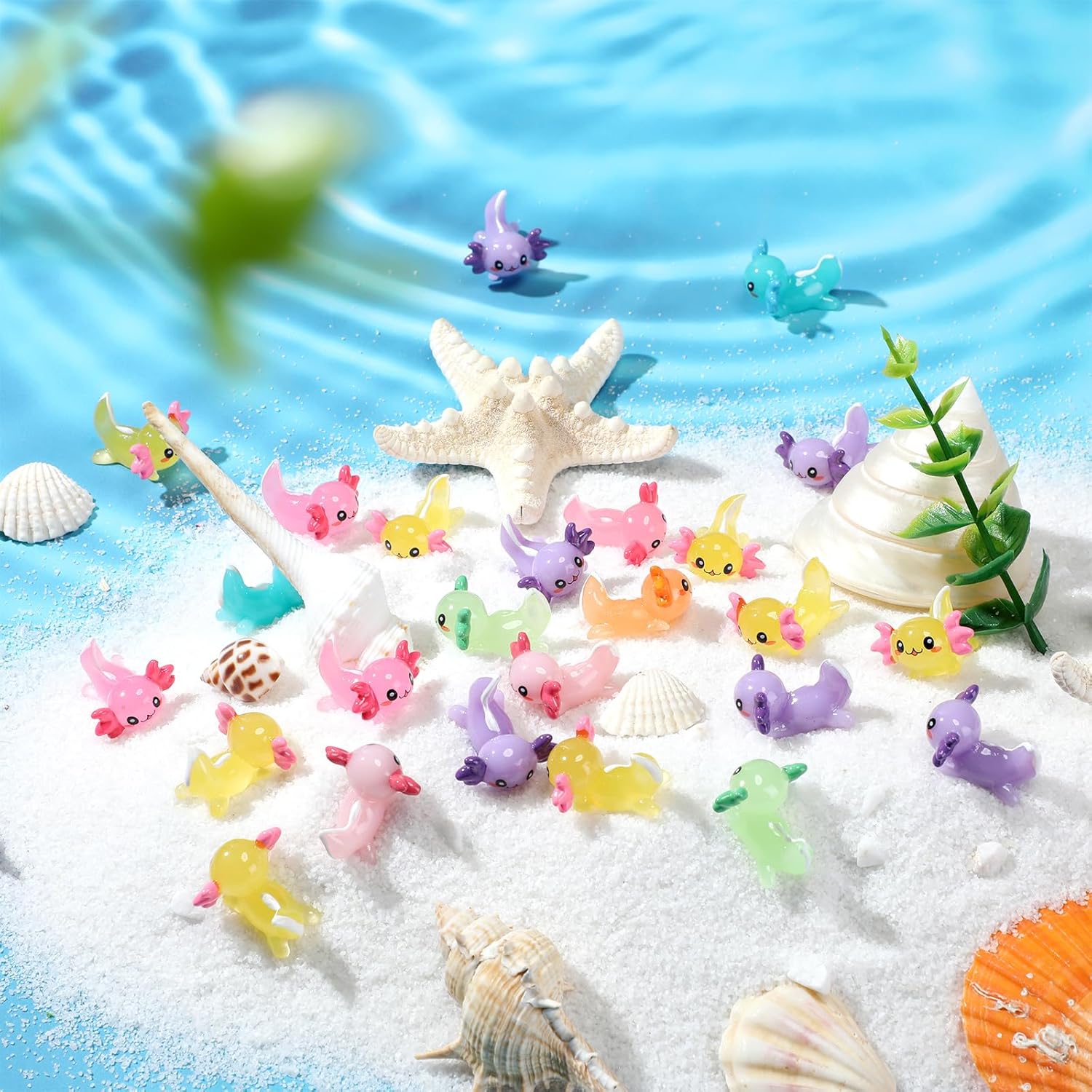 Liliful 120 Pcs Mini Resin Animals Axolotl Toy Gifts Mini Resin Figurines Birthday Decorations Miniature Axolotl Figurine Charms for DIY Crafts Garden