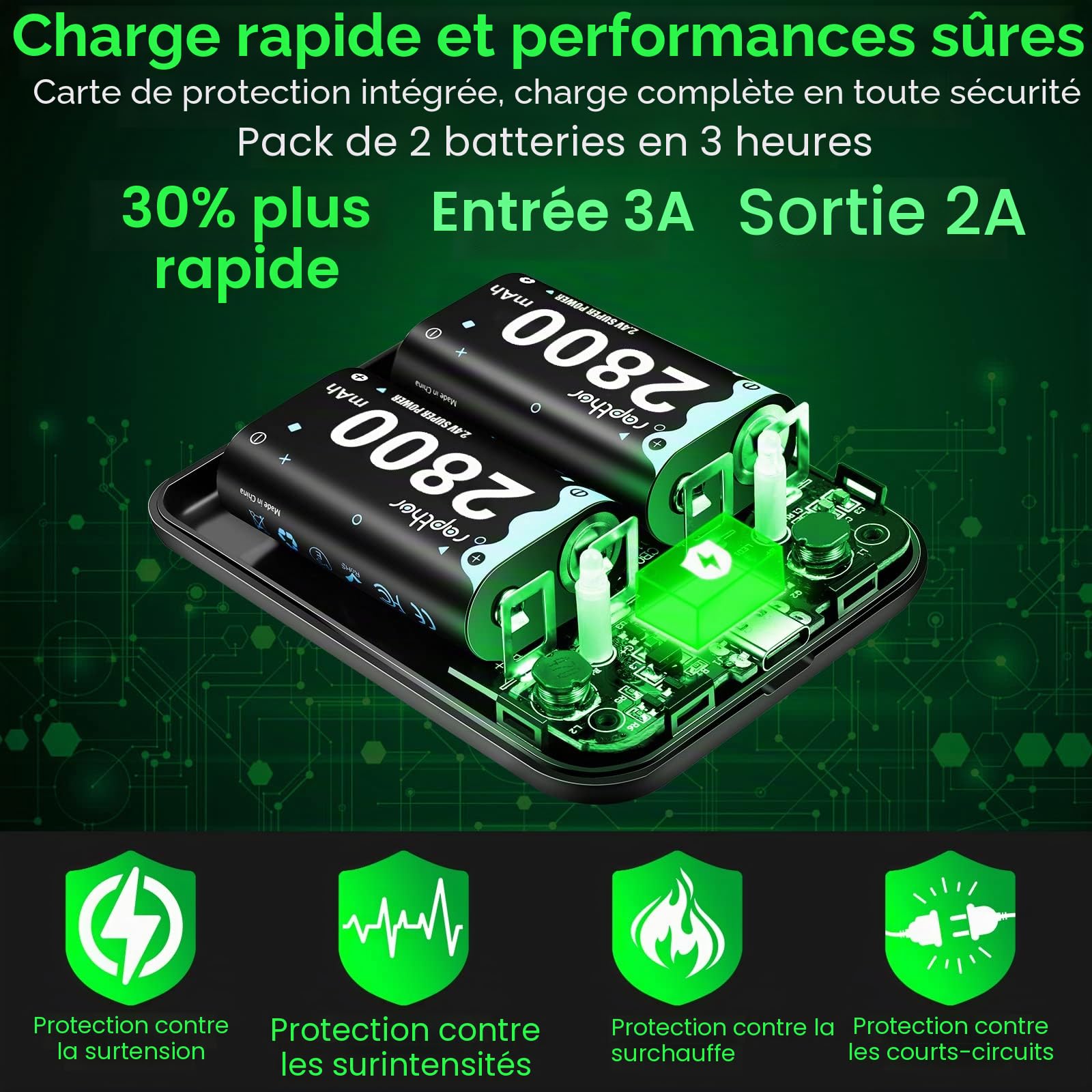 Batterie rechargeable et chargeur pour Xbox One 2800 mAh pour manette sans fil Xbox