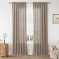 Vista 53 de Guken - Cortinas de lino negro de 108 pulgadas de largo para sala de estar, dormitorio, juego de 2 paneles, bolsillo para barra, cortinas