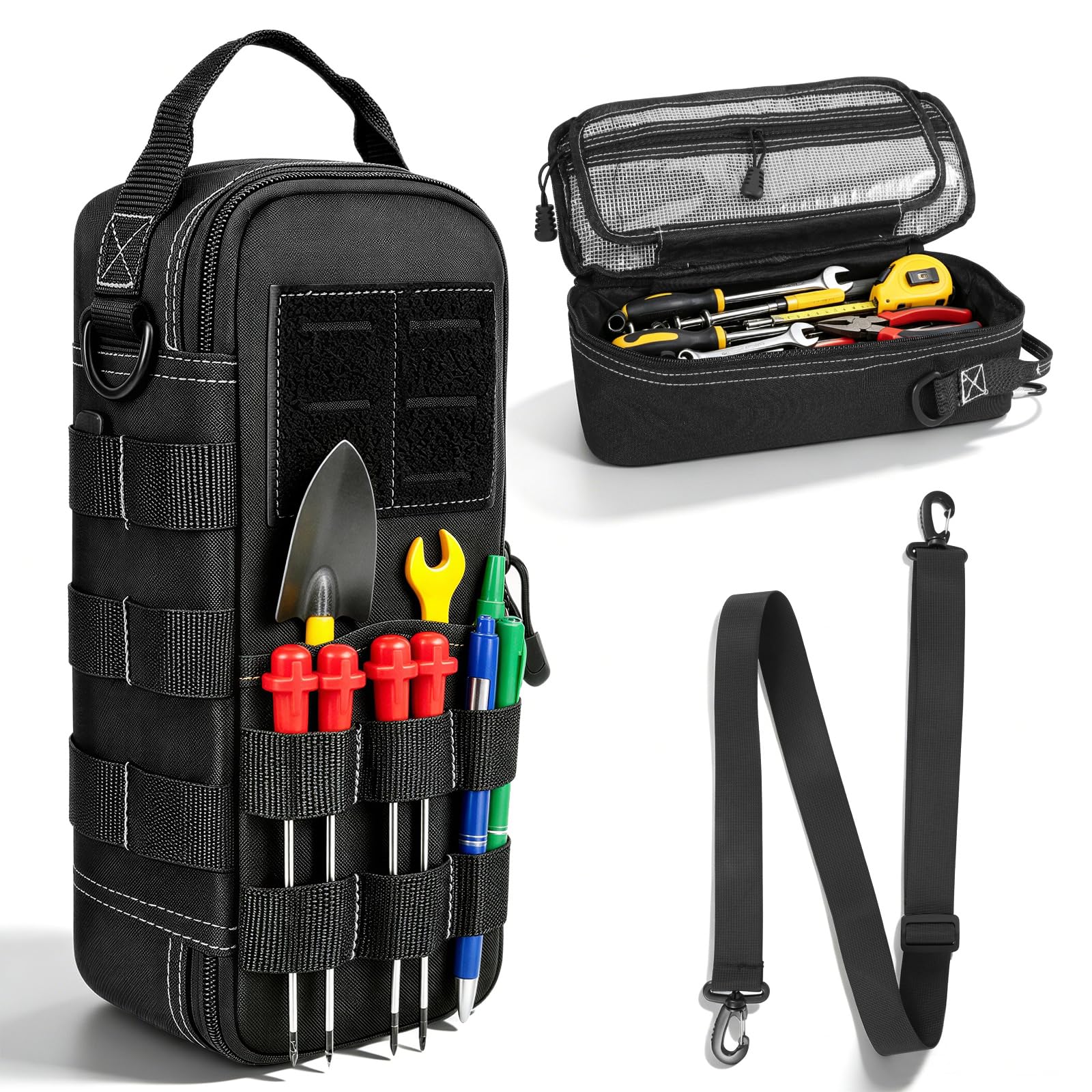 Heavy Duty Small Tool Bags with Carabiner Shoulder Strap for Elec Work