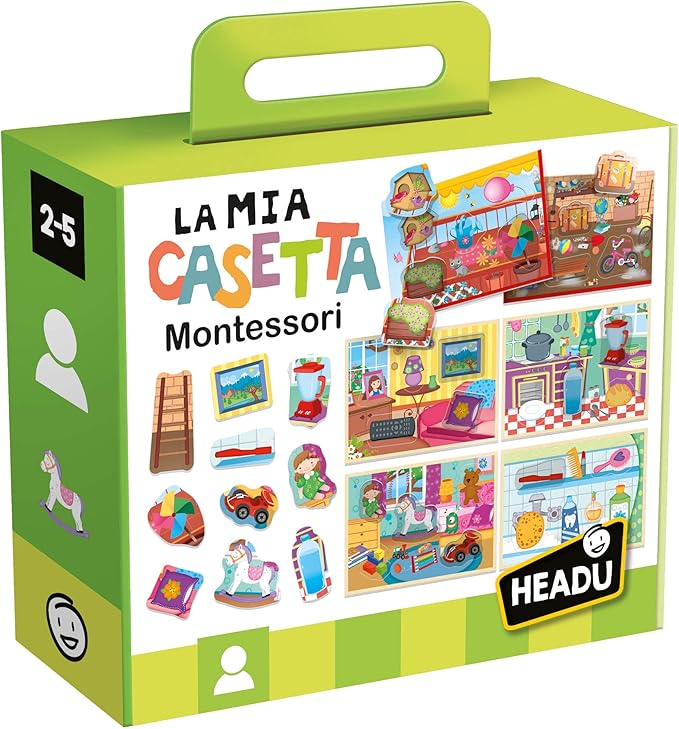 HEADU - La Mia Casetta Montessori - Ogni Cosa al Suo Posto! | Giochi Montessori 2 3 4 Anni, Gioco Educativo Bambini, Casa Montessori, Giochi Incastro, Regalo Bambino Regalo Bambina, Made in Italy