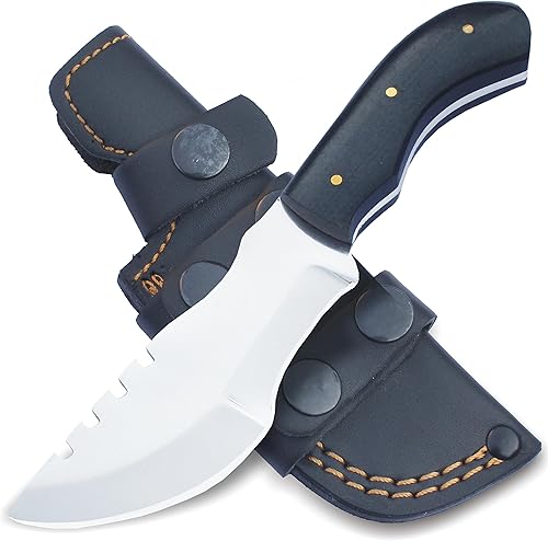 Miniatura 2 de Cuchillo de seguimiento hecho a mano, cuchillo de caza de hoja fija de espiga completa con funda, cuchillo de transporte horizontal, cuchillo de